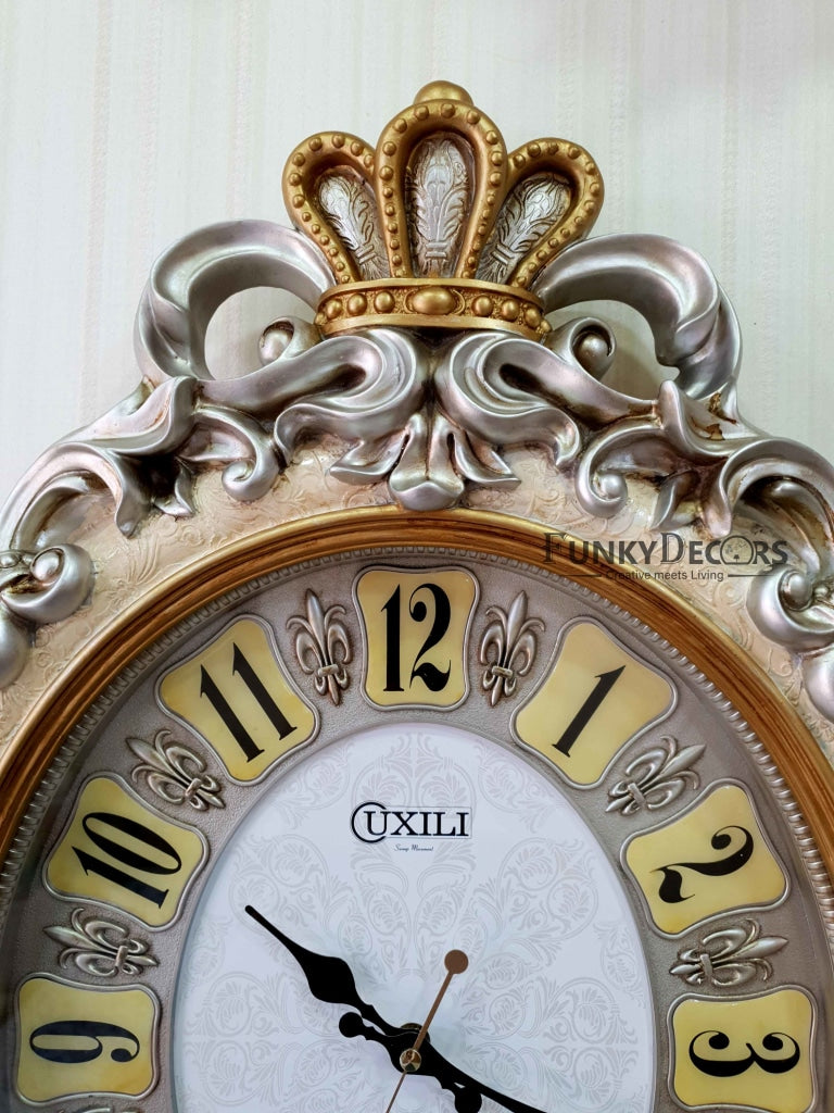 Multicolor Crown Vintage Style Marble Wall Clock For Home Office Decor And Gifts 72 Cm Tall-