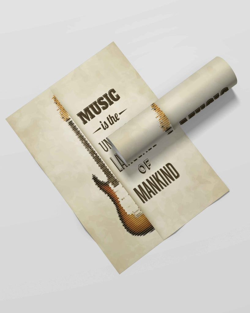 Music Is The Universal Language Of Mankind - Life Quotes Art Frame For Wall Decor- Funkydecors Xs /