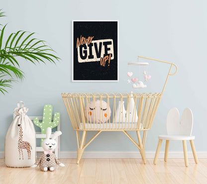 Never Give Up - Motivation Quotes Art Frame For Wall Decor- Funkydecors Xs / White Posters Prints &