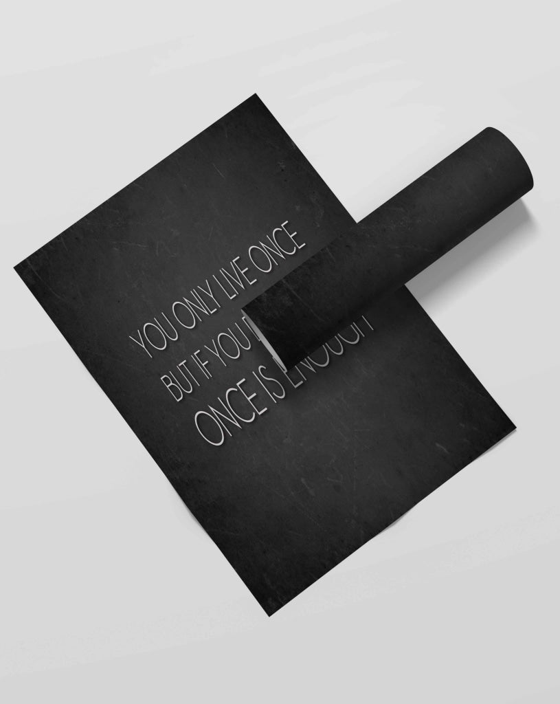 Once Is Enough - Inspirational Quotes Art Frame For Wall Decor- Funkydecors Xs / Roll Posters Prints