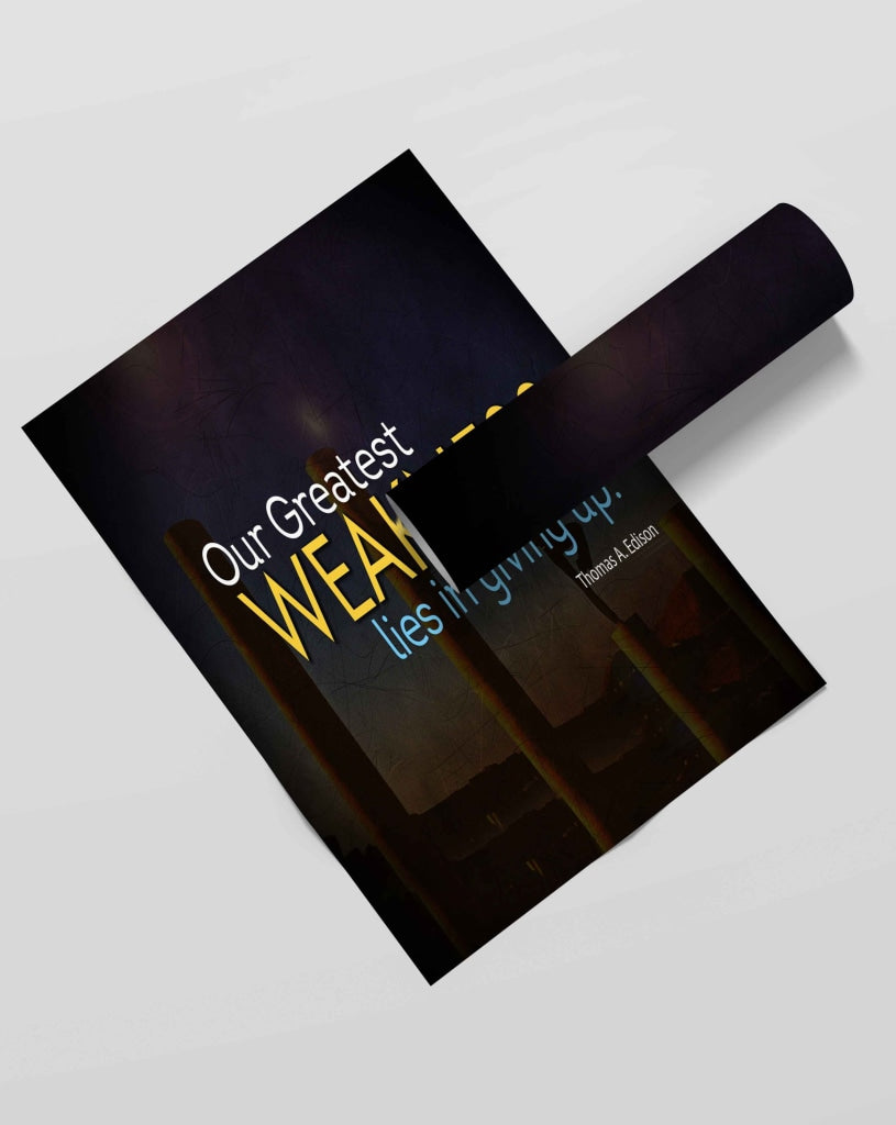 Our Greatest Weakness Lies In Giving Up - Motivational Quotes Art Frame For Wall Decor- Funkydecors