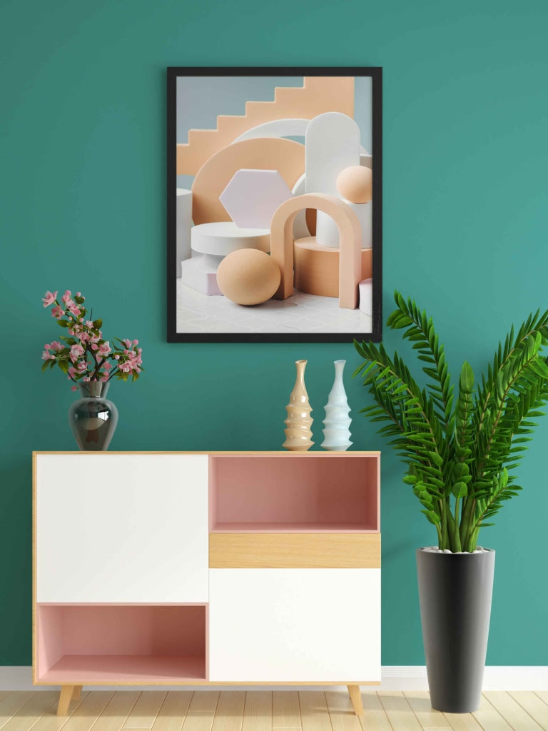 Pastel Classic Geometric Art Frame For Wall Decor- Funkydecors Xs / Black Posters Prints & Visual