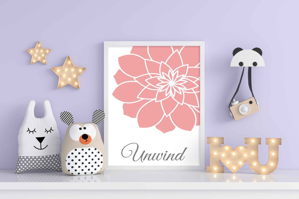 Pink Floral Art Frame For Wall Decor- Funkydecors Xs / White Posters Prints & Visual Artwork