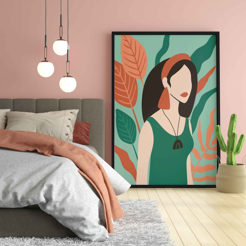 Plant Love Women Portrait Art Frame For Wall Decor- Funkydecors Xs / Black Posters Prints & Visual