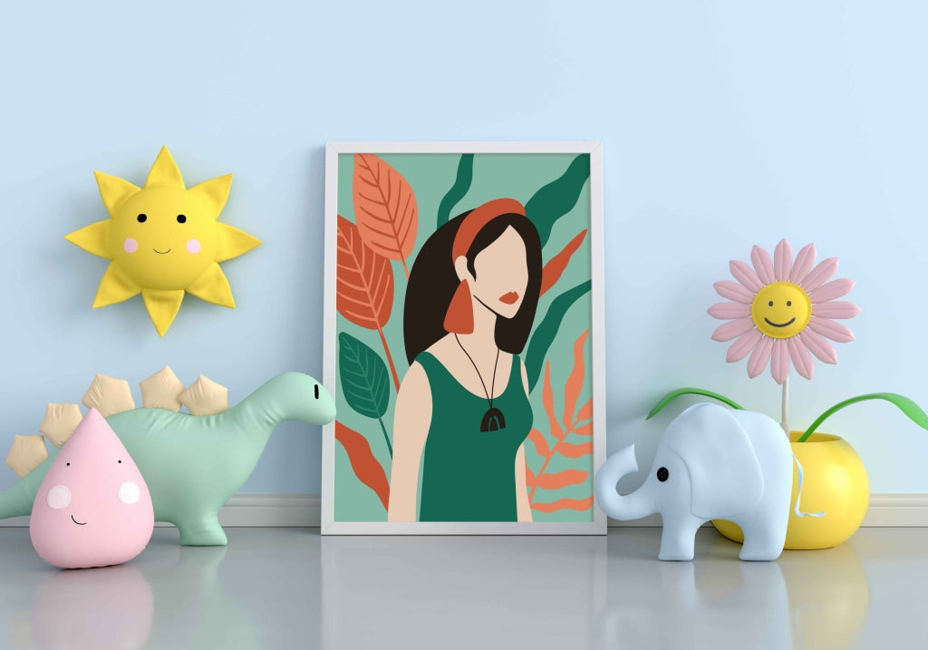 Plant Love Women Portrait Art Frame For Wall Decor- Funkydecors Xs / White Posters Prints & Visual