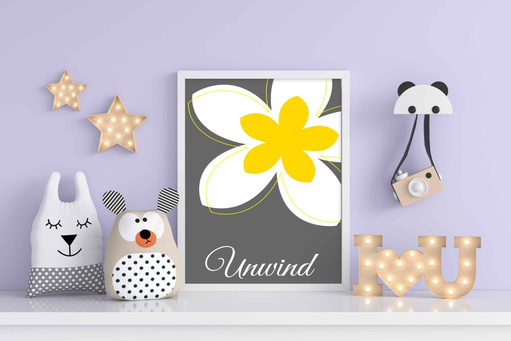 Pleasant Grey Floral Art Frame For Wall Decor - Funkydecors Xs / White Posters Prints & Visual