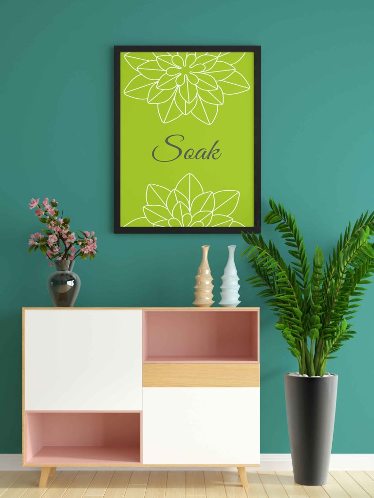 Pleasing Green Floral Art Frame For Wall Decor- Funkydecors Xs / Black Posters Prints & Visual