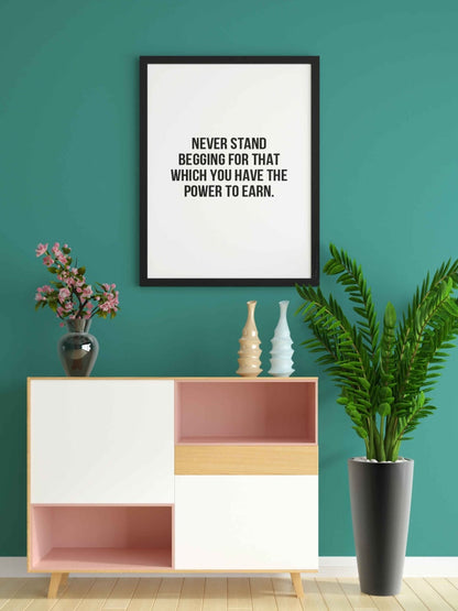Power To Earn - Life Quotes Art Frame For Wall Decor- Funkydecors Xs / Black Posters Prints & Visual