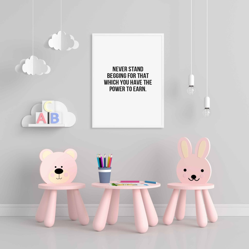 Power To Earn - Life Quotes Art Frame For Wall Decor- Funkydecors Xs / White Posters Prints & Visual