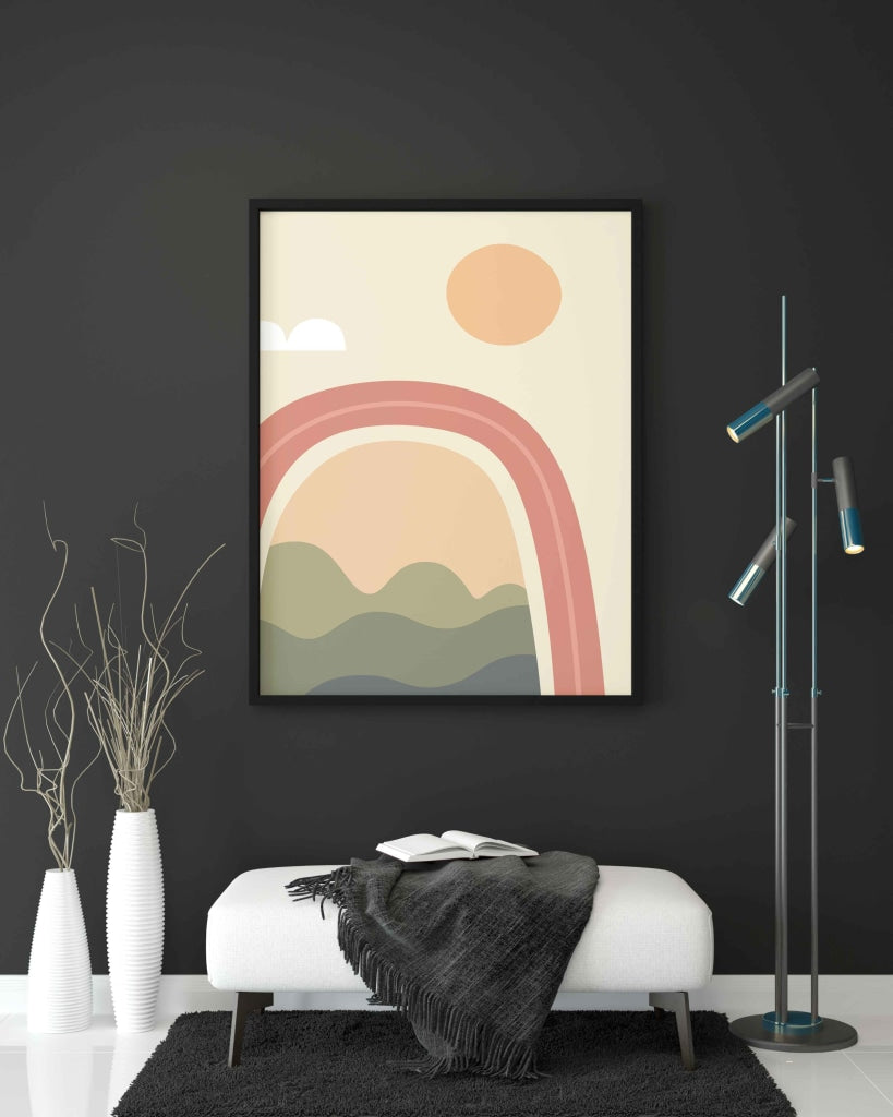Rainbow Minimal Art Frame For Wall Decor- Funkydecors Xs / Black Posters Prints & Visual Artwork