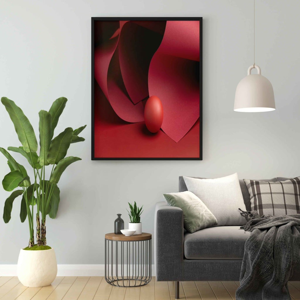 Red Circular Geometric Art Frame For Wall Decor- Funkydecors Xs / Black Posters Prints & Visual