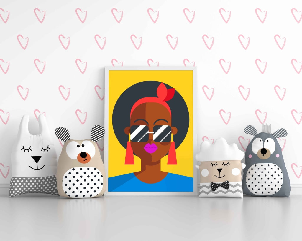 Retro Women Glasses Portrait Art Frame For Wall Decor- Funkydecors Xs / White Posters Prints &