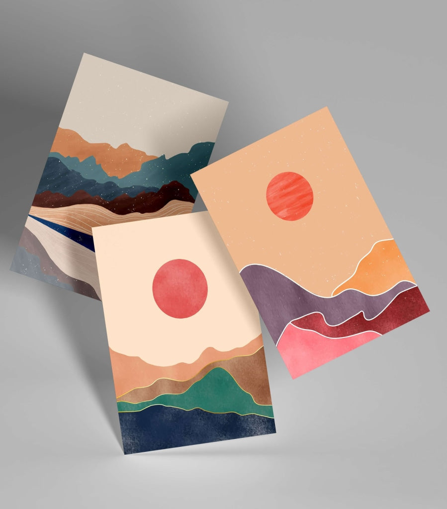 Rising Sun - Abstract 3 Panels Art Frame For Wall Decor- Funkydecors Xs / Roll Posters Prints &