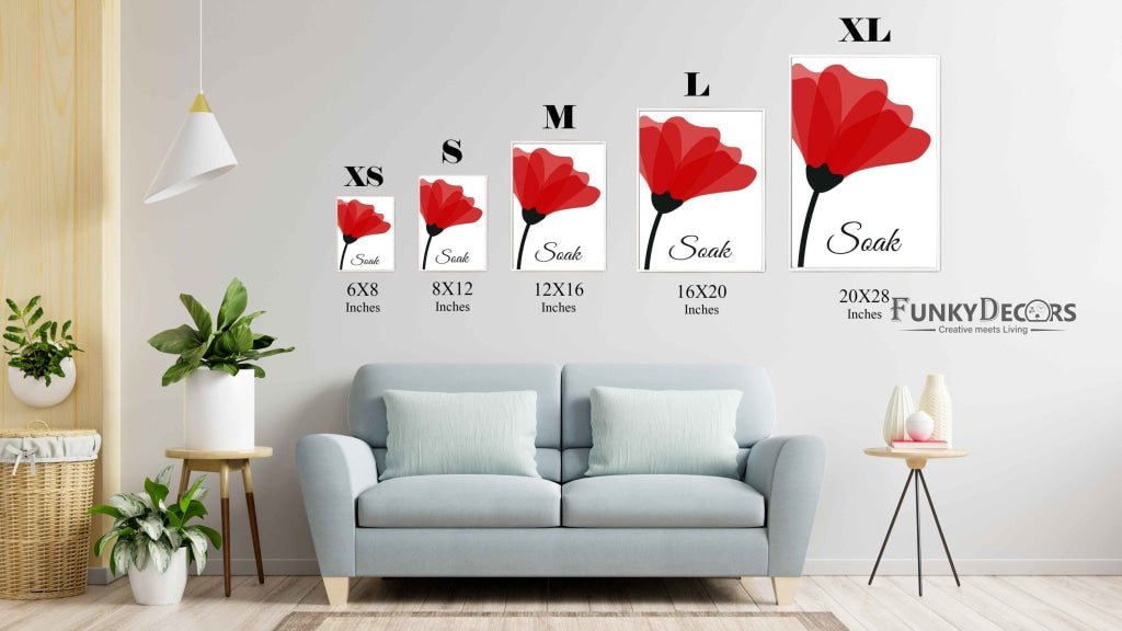 Ruby Red Floral Art Frame For Wall Decor- Funkydecors Posters Prints & Visual Artwork