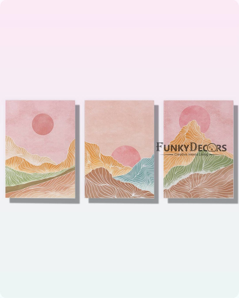 Shades Of Land - Minimal 3 Panels Art Frame For Wall Decor- Funkydecors Posters Prints & Visual