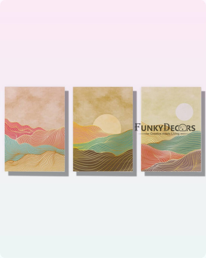 Shades Of Land - Minimal 3 Panels Art Frame For Wall Decor- Funkydecors Posters Prints & Visual