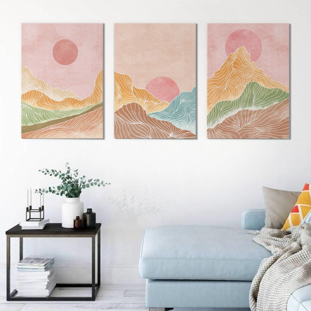 Shades Of Land - Minimal 3 Panels Art Frame For Wall Decor- Funkydecors Xs / Canvas Posters Prints &