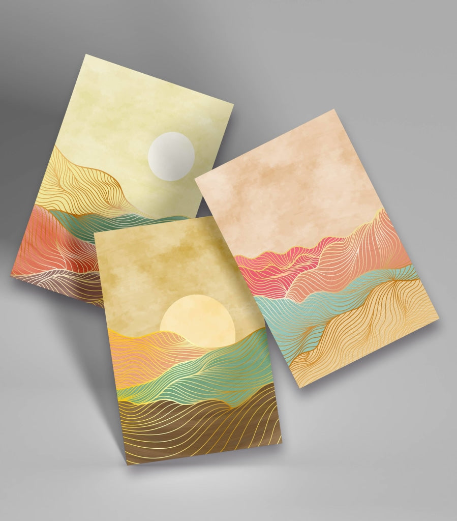 Shades Of Land - Minimal 3 Panels Art Frame For Wall Decor- Funkydecors Xs / Roll Posters Prints &
