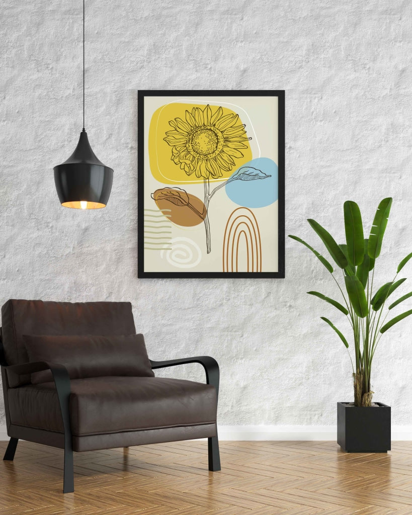 Shine Like Sunflower - Floral Art Frame For Wall Decor- Funkydecors Xs / Black Posters Prints &