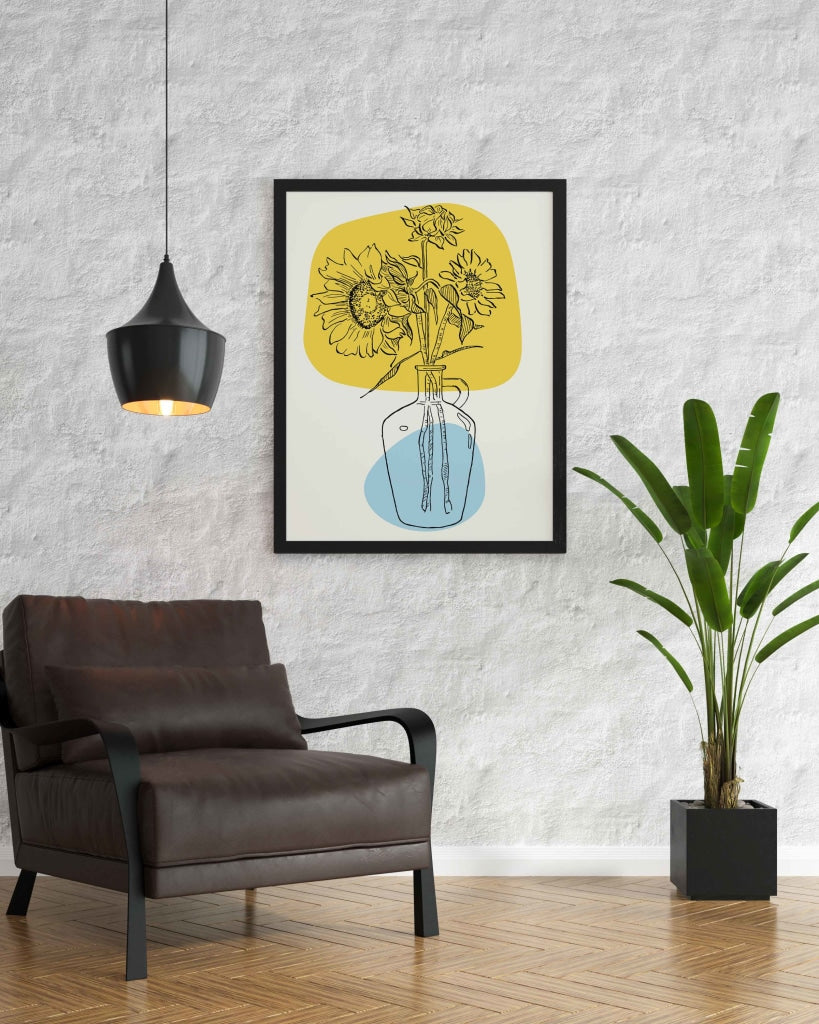 Shine Like Sunflower - Floral Art Frame For Wall Decor- Funkydecors Xs / Black Posters Prints &