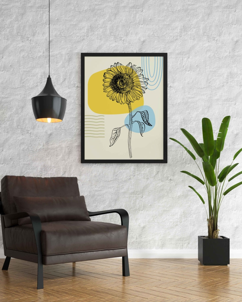 Shine Like Sunflower - Floral Art Frame For Wall Decor- Funkydecors Xs / Black Posters Prints &