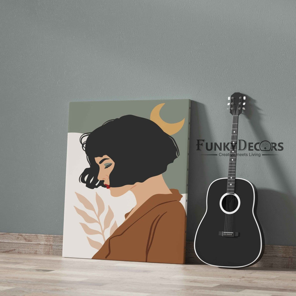 Side Face Women Portrait Art Frame For Wall Decor- Funkydecors Posters Prints & Visual Artwork