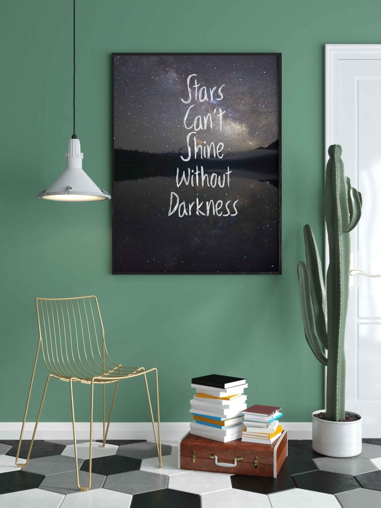 Stars Cant Shine Without Darkness - Life Quotes Art Frame For Wall Decor- Funkydecors Xs / Black