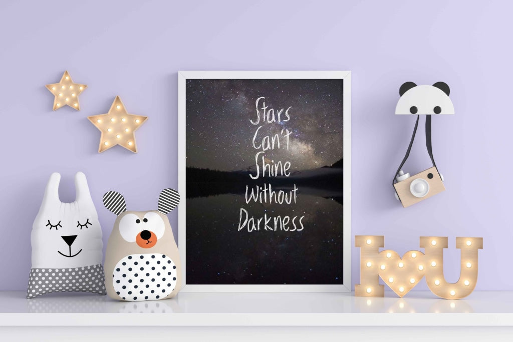 Stars Cant Shine Without Darkness - Life Quotes Art Frame For Wall Decor- Funkydecors Xs / White