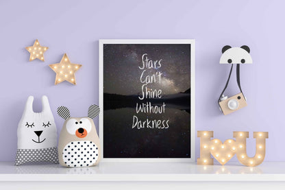 Stars Cant Shine Without Darkness - Life Quotes Art Frame For Wall Decor- Funkydecors Xs / White
