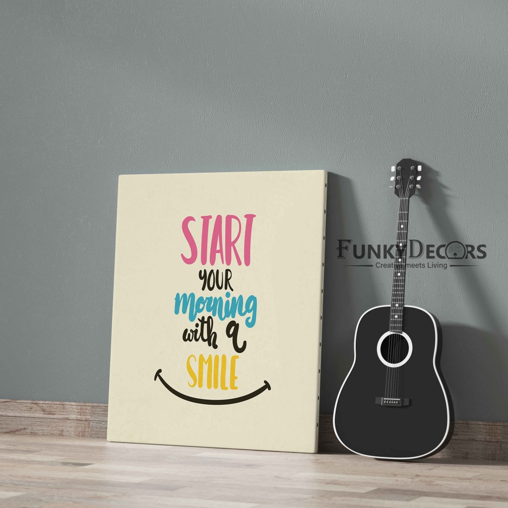 Start Your Morning With A Smile - Motivation Quotes Art Frame For Wall Decor- Funkydecors Posters