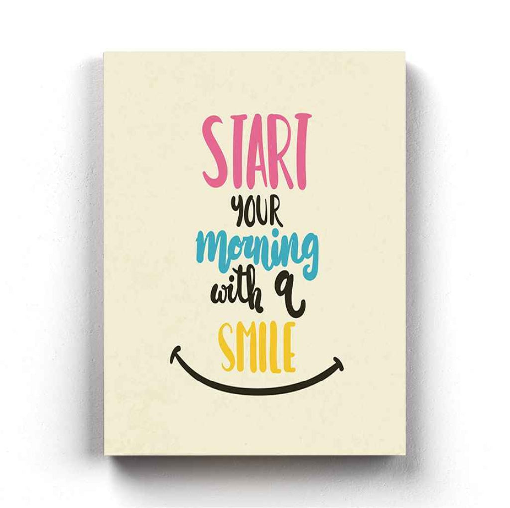 Start Your Morning With A Smile - Motivation Quotes Art Frame For Wall Decor- Funkydecors Xs /
