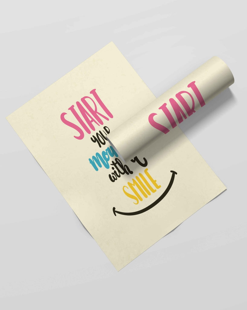 Start Your Morning With A Smile - Motivation Quotes Art Frame For Wall Decor- Funkydecors Xs / Roll