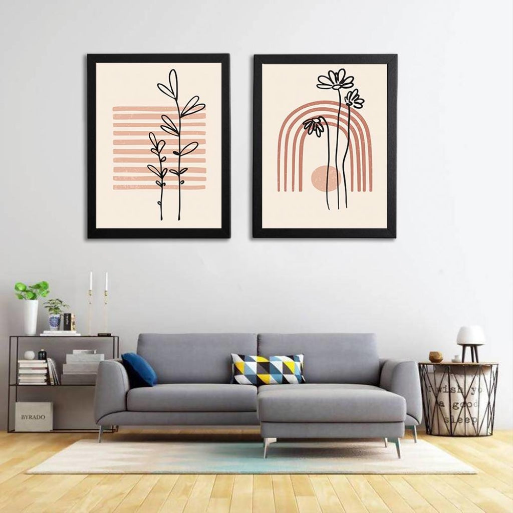 Strips Minimal 2 Panels Art Frame For Wall Decor- Funkydecors Xs / Black Posters Prints & Visual