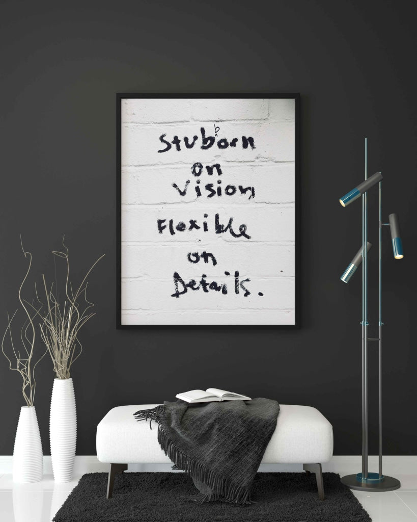Stubborn On Vision Flexible Details - Inspirational Quotes Art Frame For Wall Decor- Funkydecors Xs
