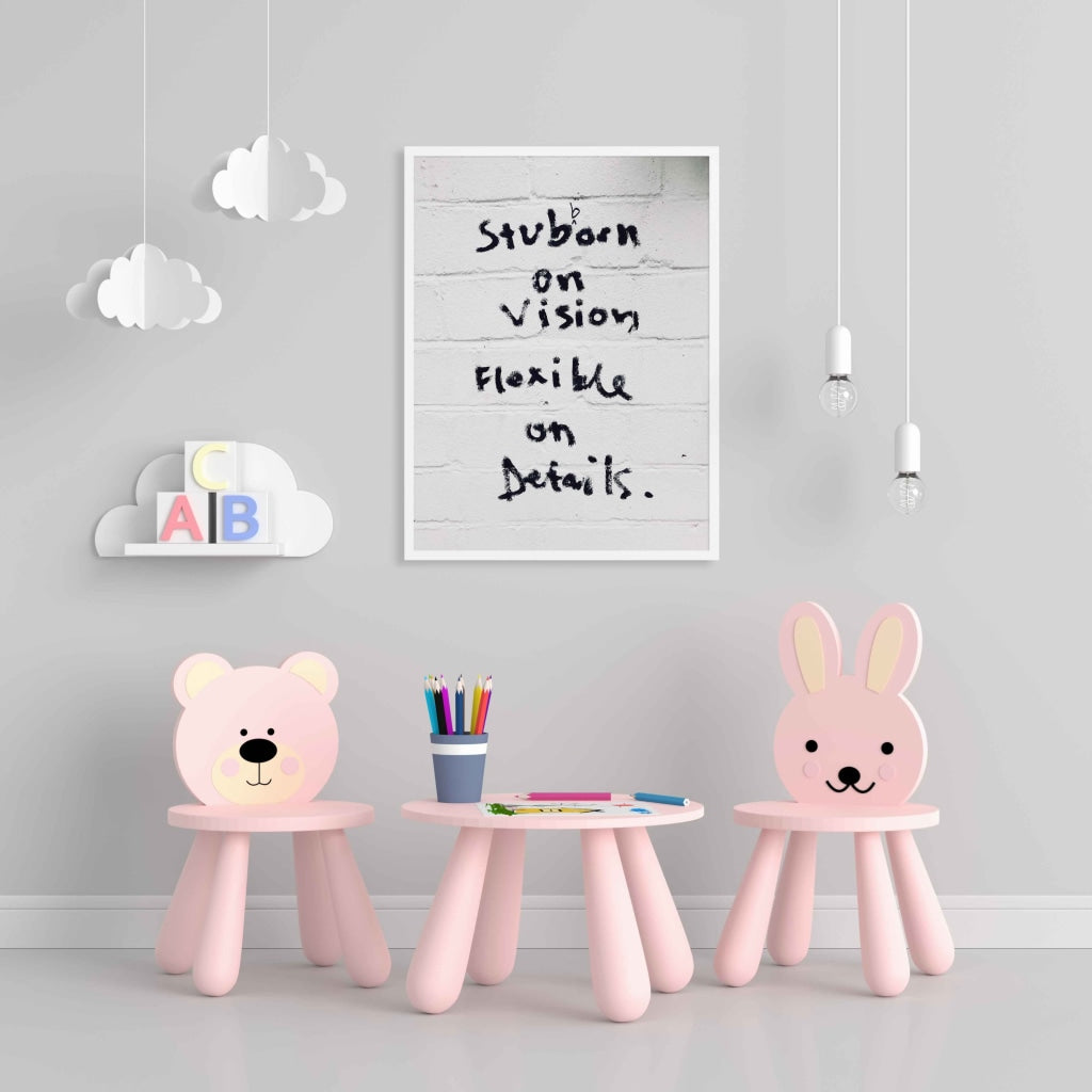 Stubborn On Vision Flexible Details - Inspirational Quotes Art Frame For Wall Decor- Funkydecors Xs