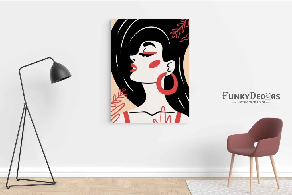 Stylish Design Women Portrait Art Frame For Wall Decor- Funkydecors Posters Prints & Visual Artwork