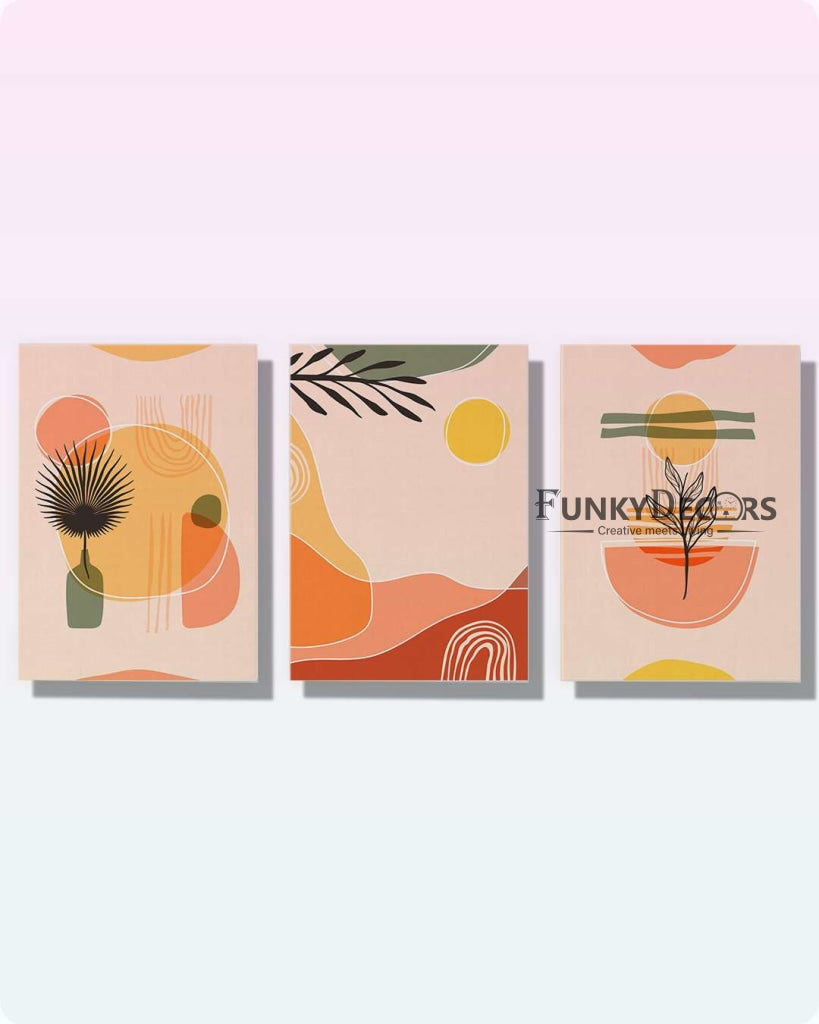 Summer Blossom - Abstract 3 Panels Art Frame For Wall Decor- Funkydecors Posters Prints & Visual