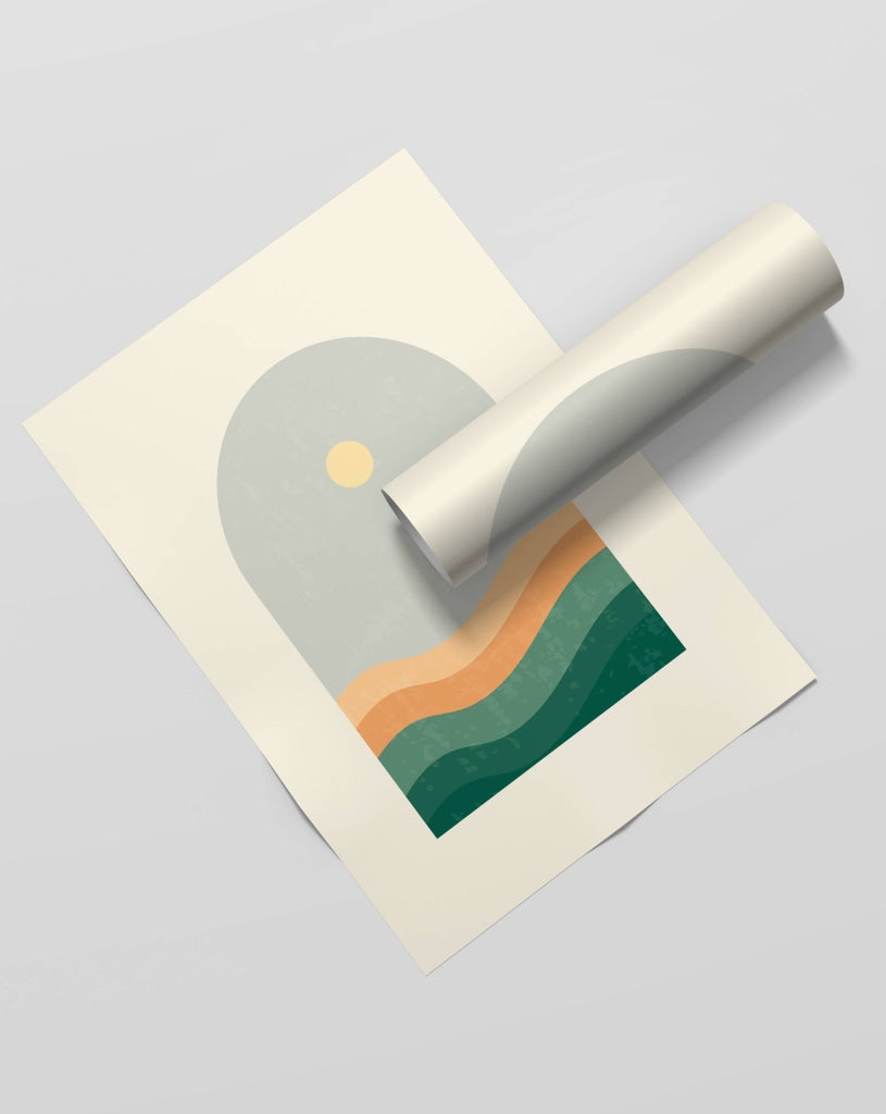Sun And Moon - Minimal 2 Panels Art Frame For Wall Decor- Funkydecors Xs / Roll Posters Prints &