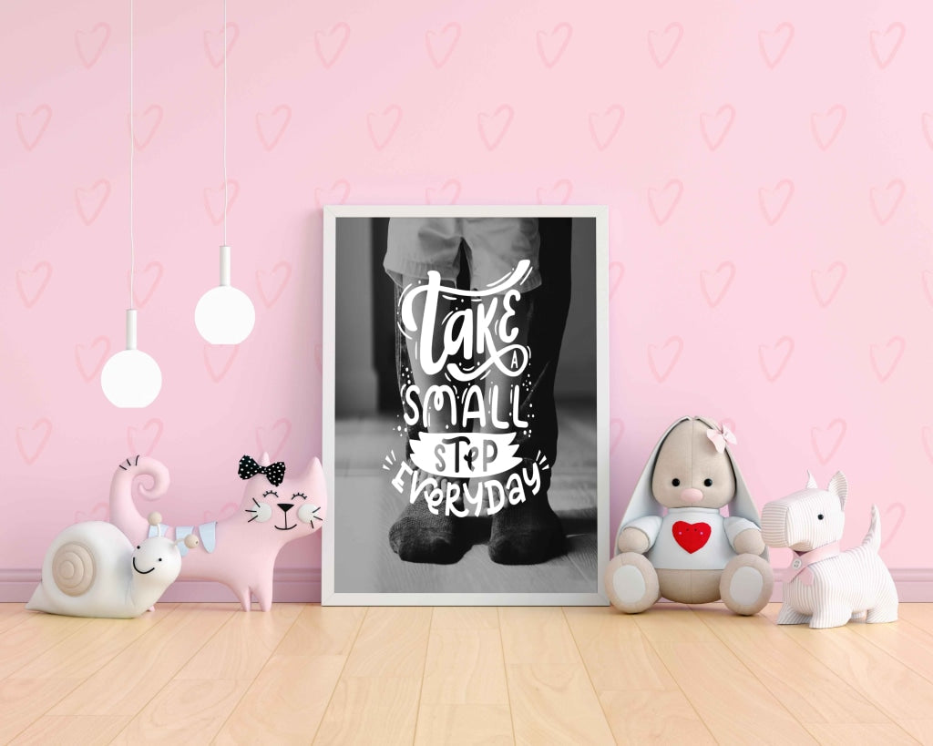 Take Small Step Every Day - Motivation Quotes Art Frame For Wall Decor- Funkydecors Xs / White