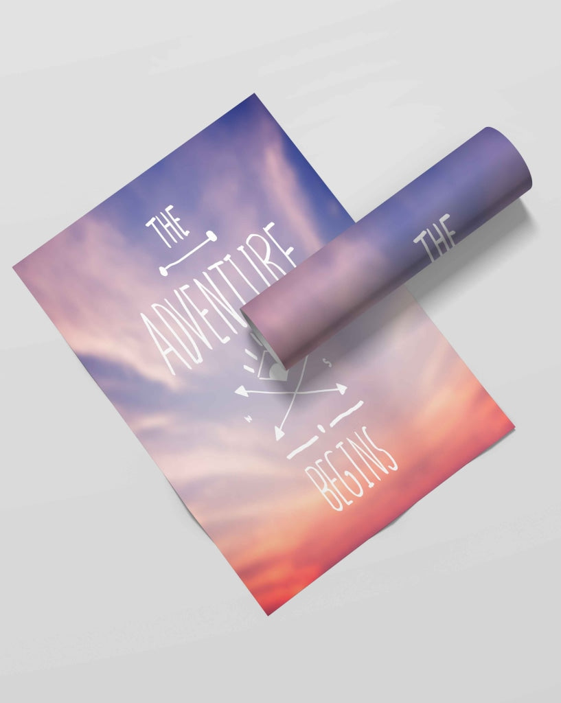 The Adventure Begins - Life Quotes Art Frame For Wall Decor- Funkydecors Xs / Roll Posters Prints &