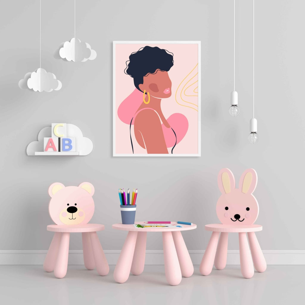The Art Of Pink - Women Portrait Frame For Wall Decor- Funkydecors Xs / White Posters Prints &