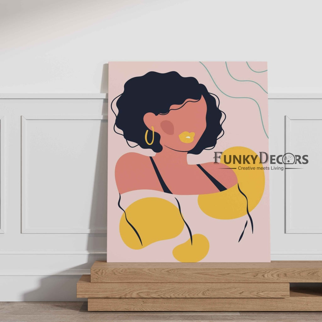 The Art Of Yellow- Women Portrait Frame For Wall Decor- Funkydecors Posters Prints & Visual Artwork