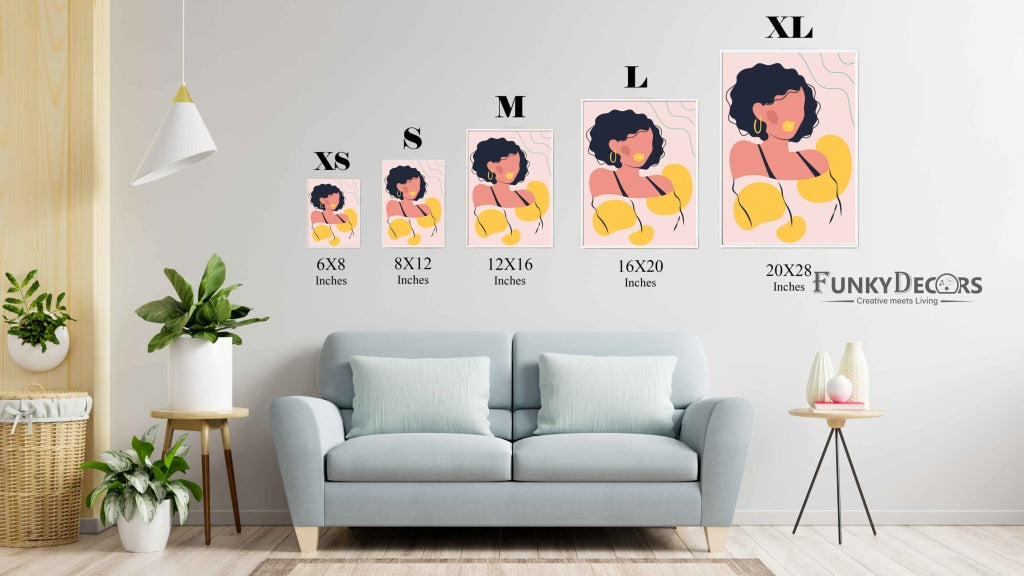The Art Of Yellow- Women Portrait Frame For Wall Decor- Funkydecors Posters Prints & Visual Artwork