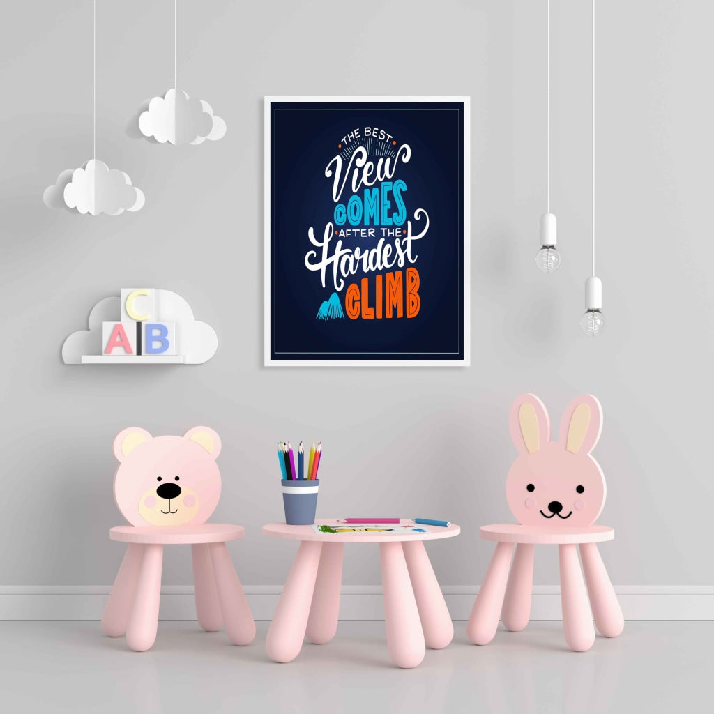 The Best View Comes After Hardest Climb - Motivation Quotes Art Frame For Wall Decor- Funkydecors Xs