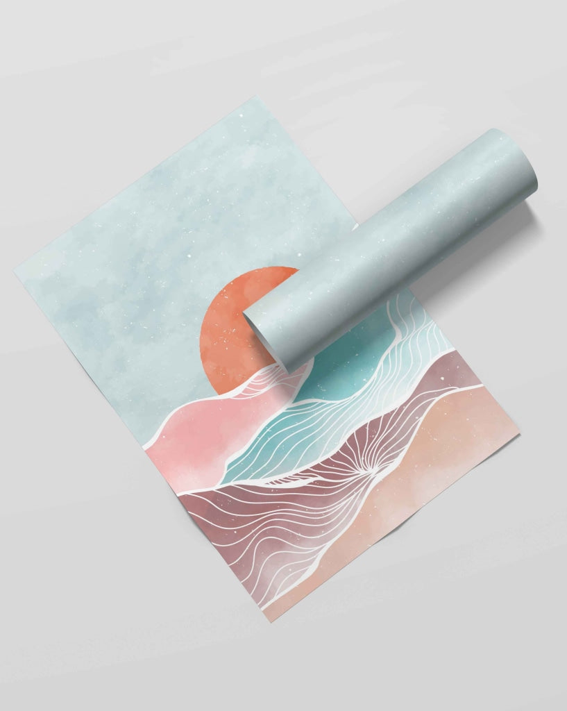 The Colourful Mountain - Minimal Art Frame For Wall Decor- Funkydecors Xs / Roll Posters Prints &