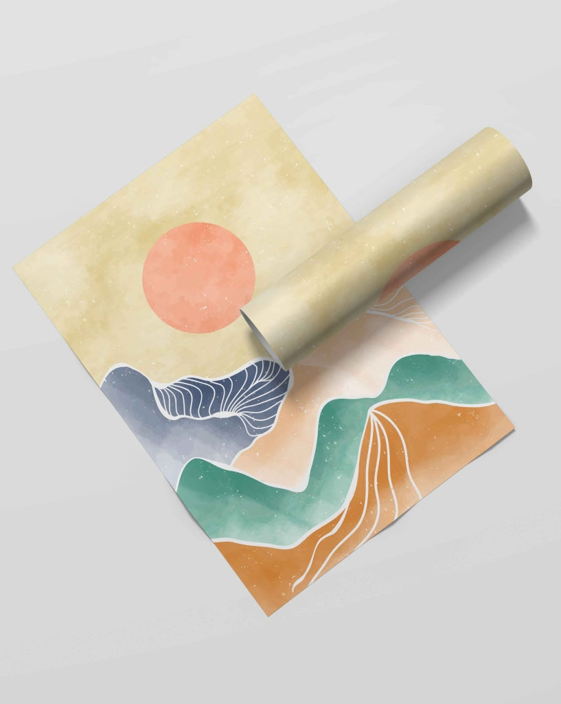 The Colourful Mountain - Minimal Art Frame For Wall Decor- Funkydecors Xs / Roll Posters Prints &