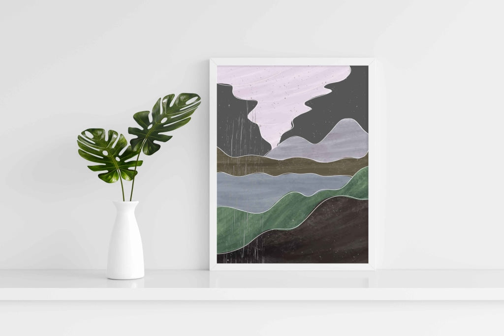 The Colourful Waves - Abstract Art Frame For Wall Decor- Funkydecors Xs / White Posters Prints &