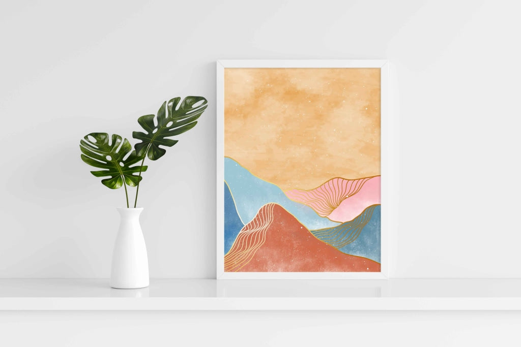 The Colourful Waves - Abstract Art Frame For Wall Decor- Funkydecors Xs / White Posters Prints &