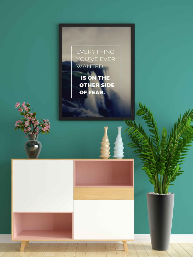 The Other Side Of Fear - Motivational Quotes Art Frame For Wall Decor- Funkydecor Xs / Black Posters