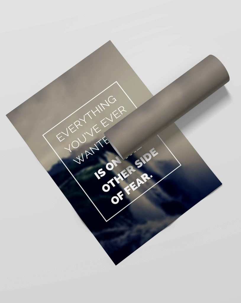 The Other Side Of Fear - Motivational Quotes Art Frame For Wall Decor- Funkydecor Xs / Roll Posters